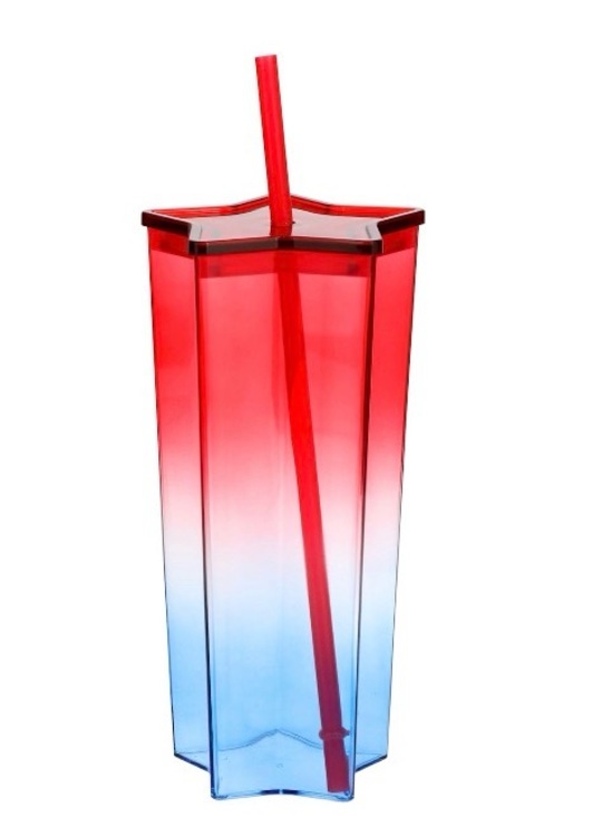 Other - Red to Blue Ombre Star Tumbler with Straw - Home Dining